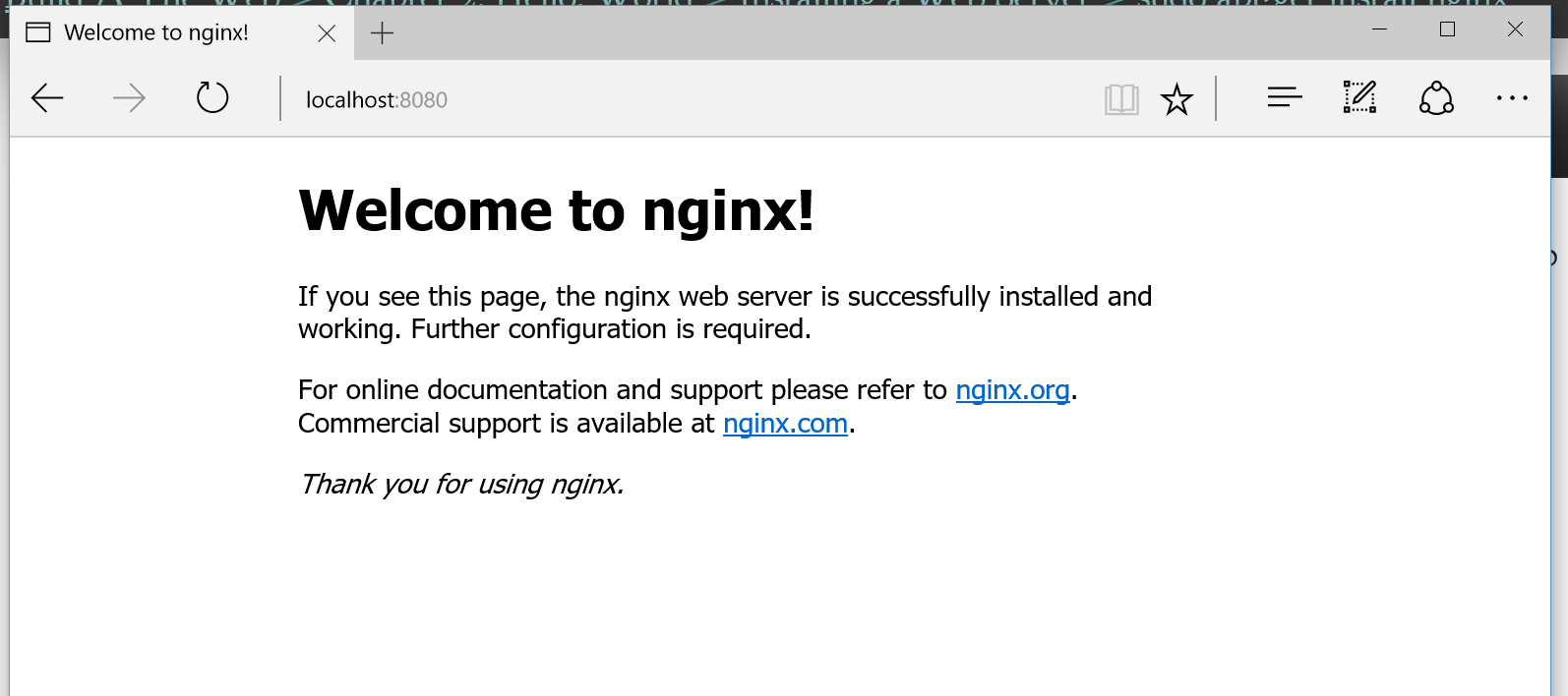 A blank NGINX webpage